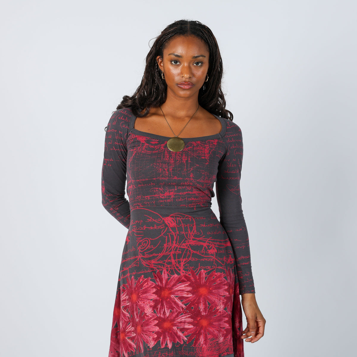 Grey Y2K Desigual Woven Mini Dress (S)