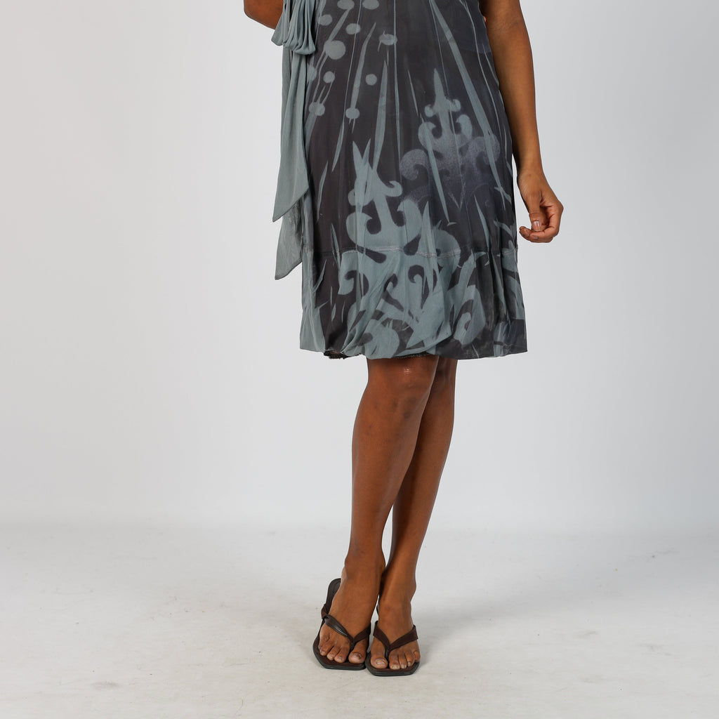 Grey Y2K Made in Italy Woven Mini Dress (S)
