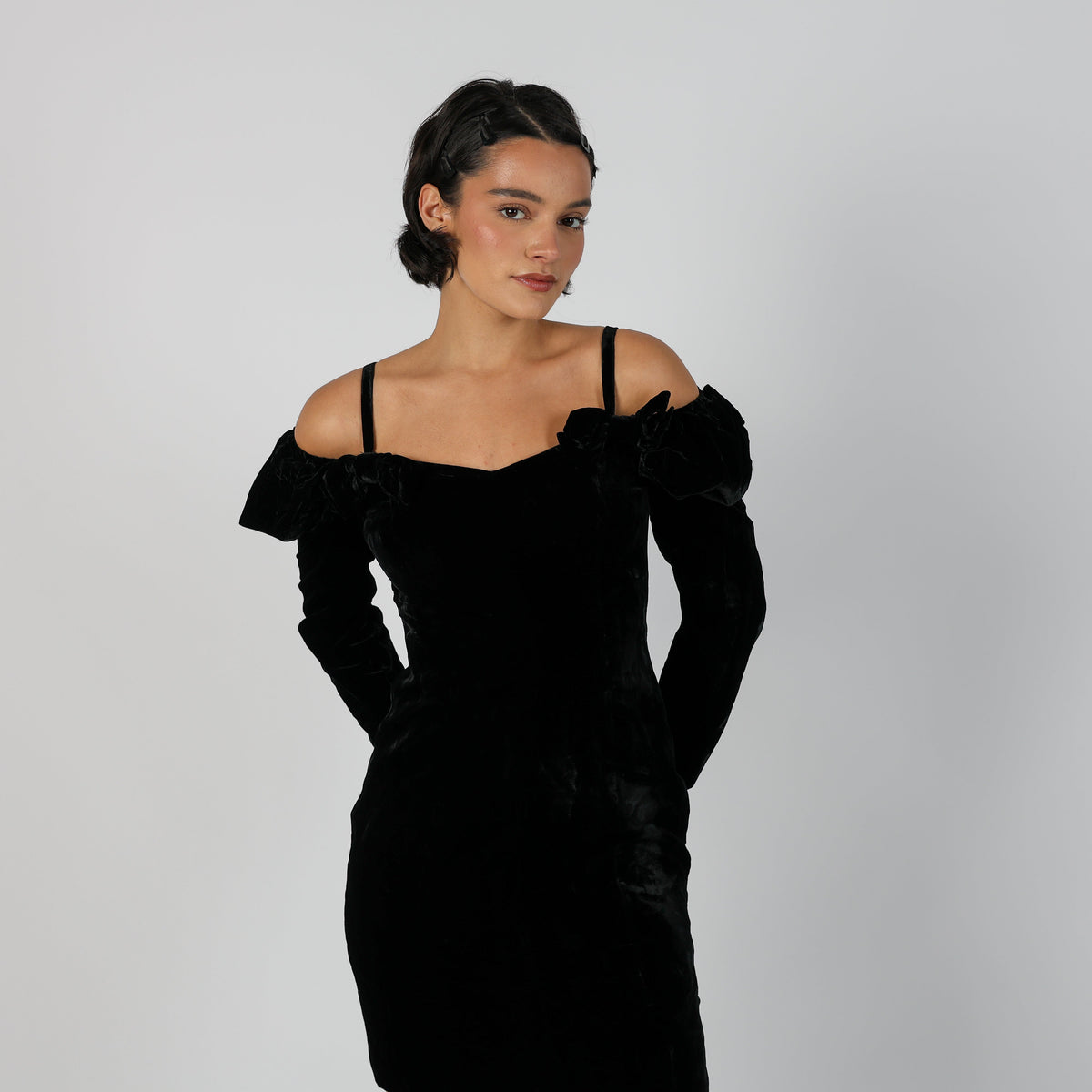 Black Y2K Woven Mini Dress (S)
