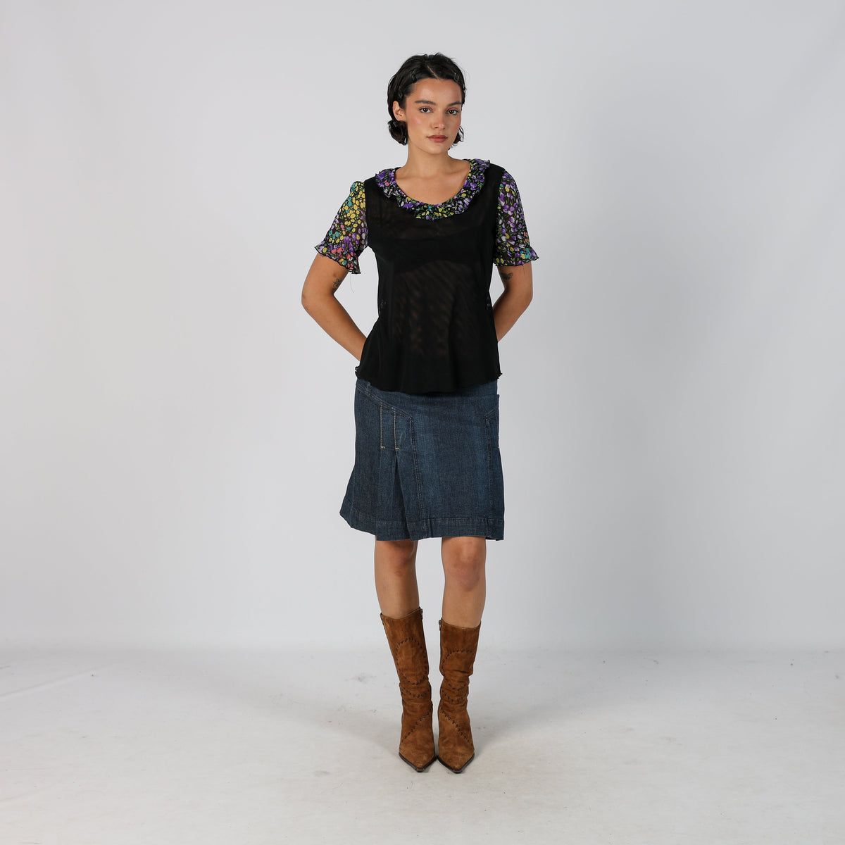 Blue Y2K Denim Midi Skirt (M)