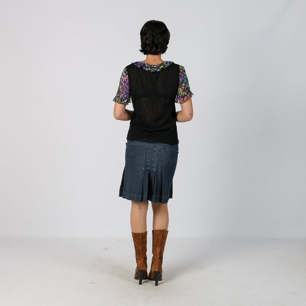 Blue Y2K Denim Midi Skirt (M)