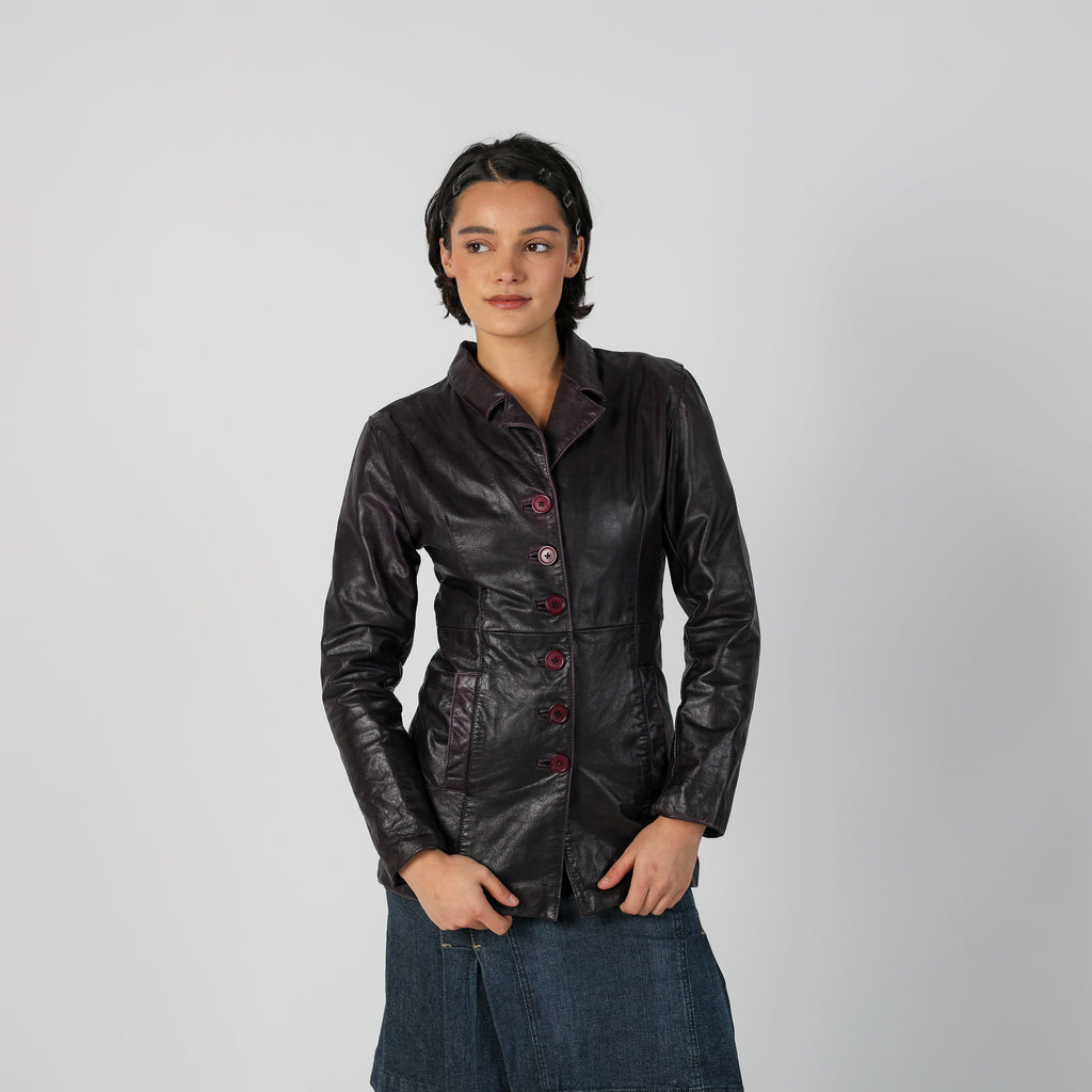Purple Y2K Leather Jacket (S)