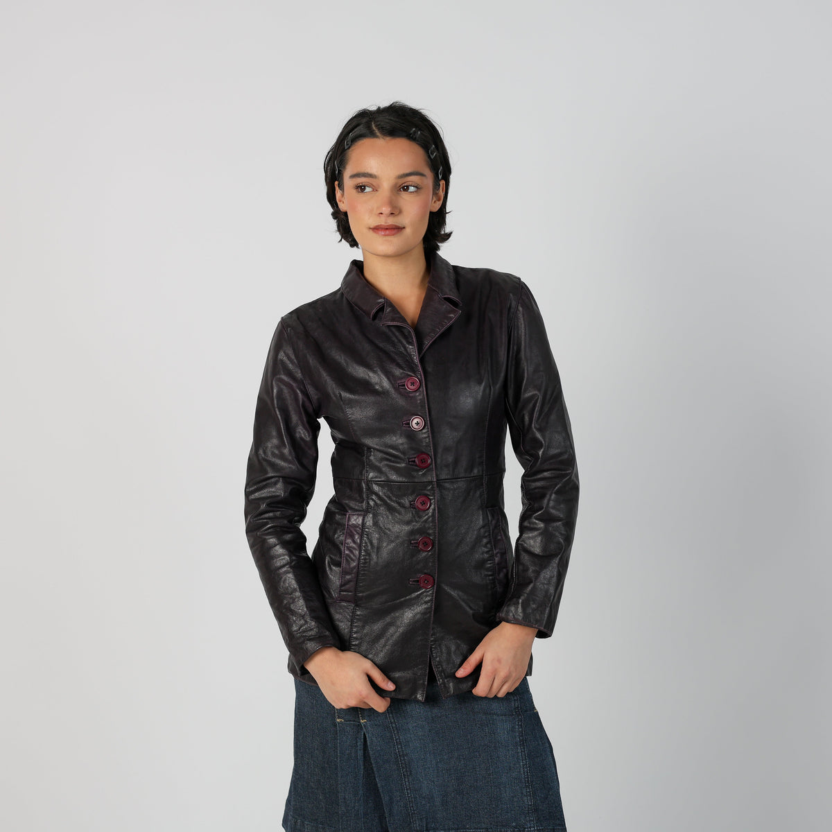 Purple Y2K Leather Jacket (S)