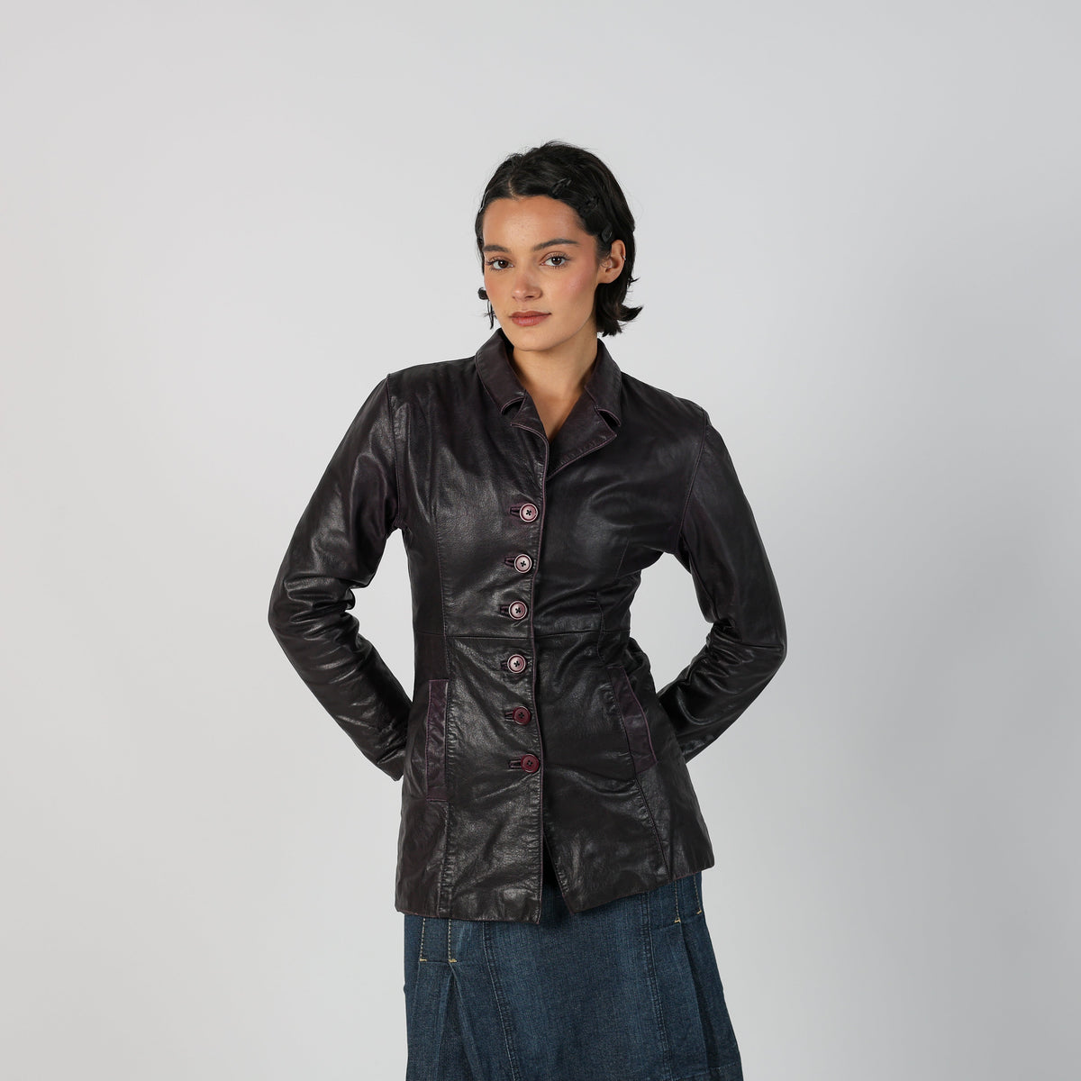 Purple Y2K Leather Jacket (S)