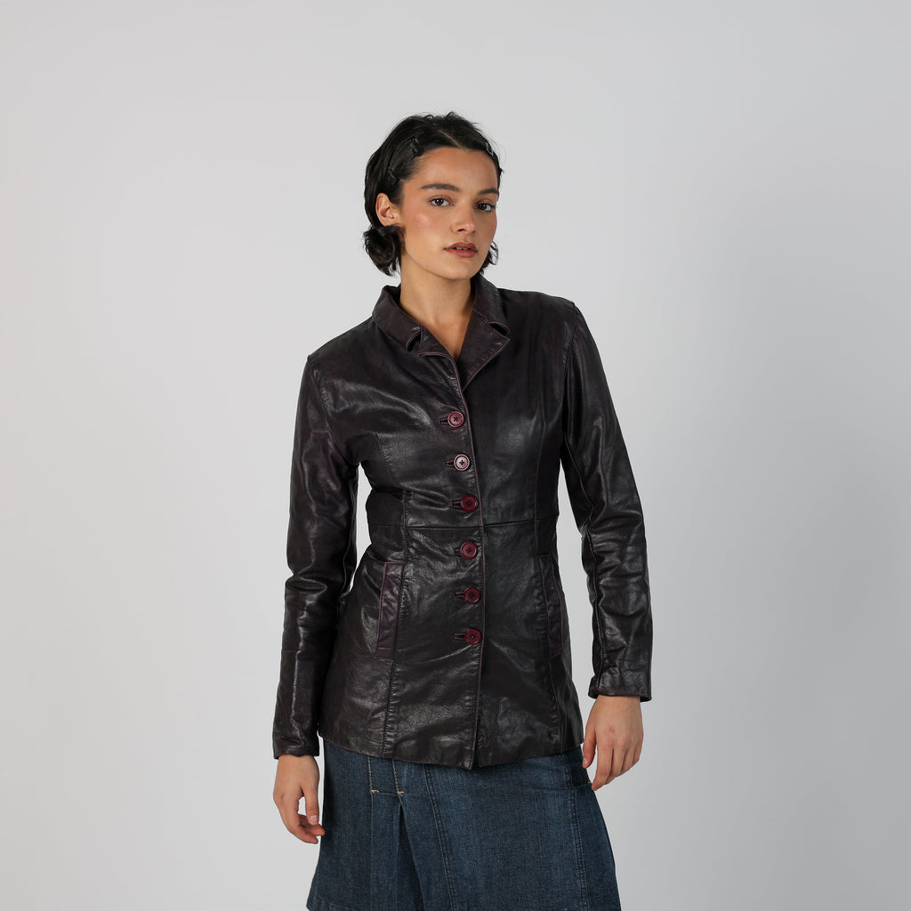 Purple Y2K Leather Jacket (S)