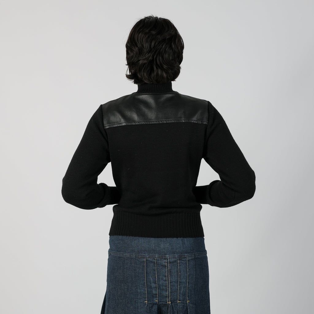 Black Y2K United Colors of Benetton Leather Jacket (S)