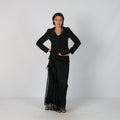 Black Y2K Woven Maxi Skirt (S)
