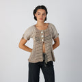 Beige Y2K Made in Italy Woven Top (S)