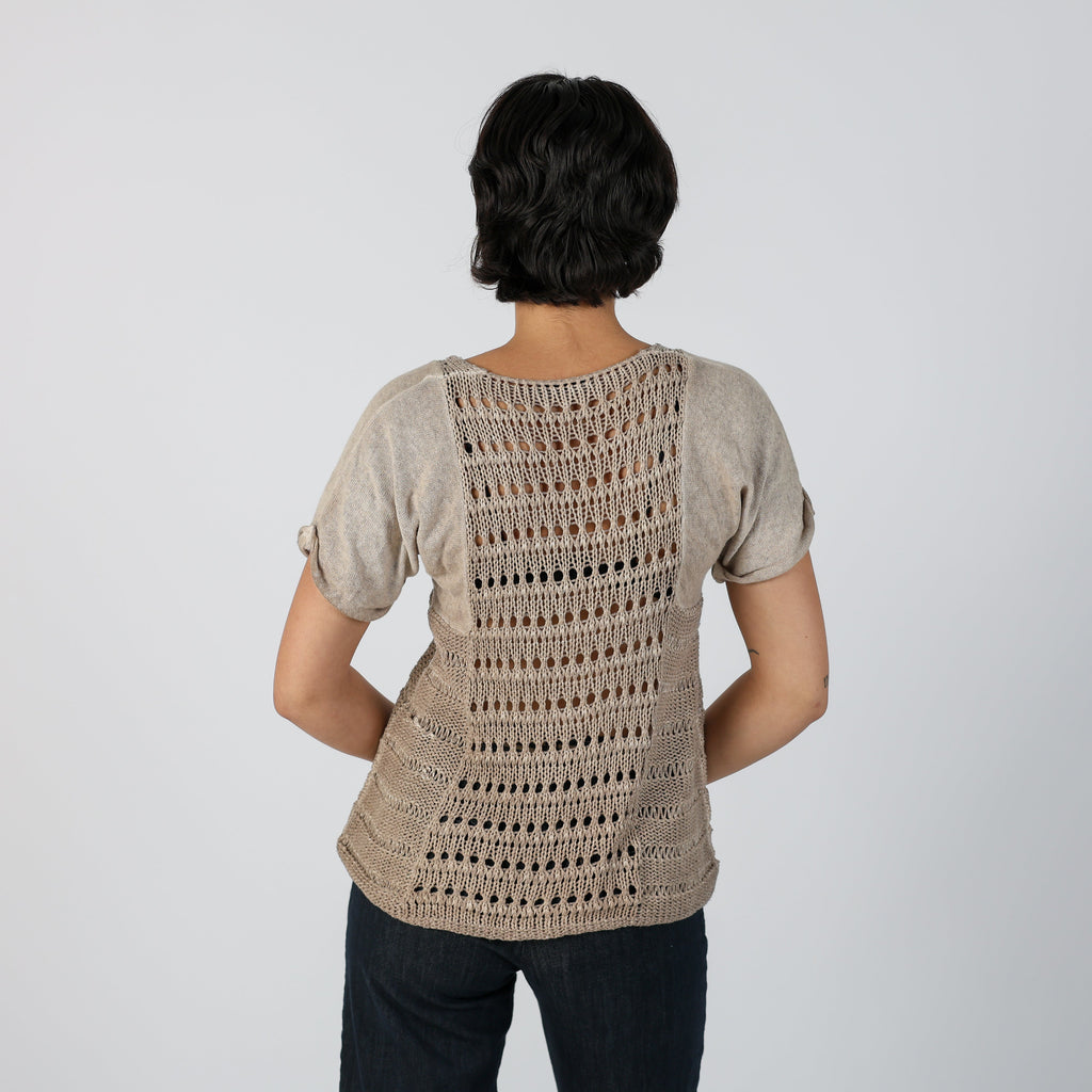 Beige Y2K Made in Italy Woven Top (S)