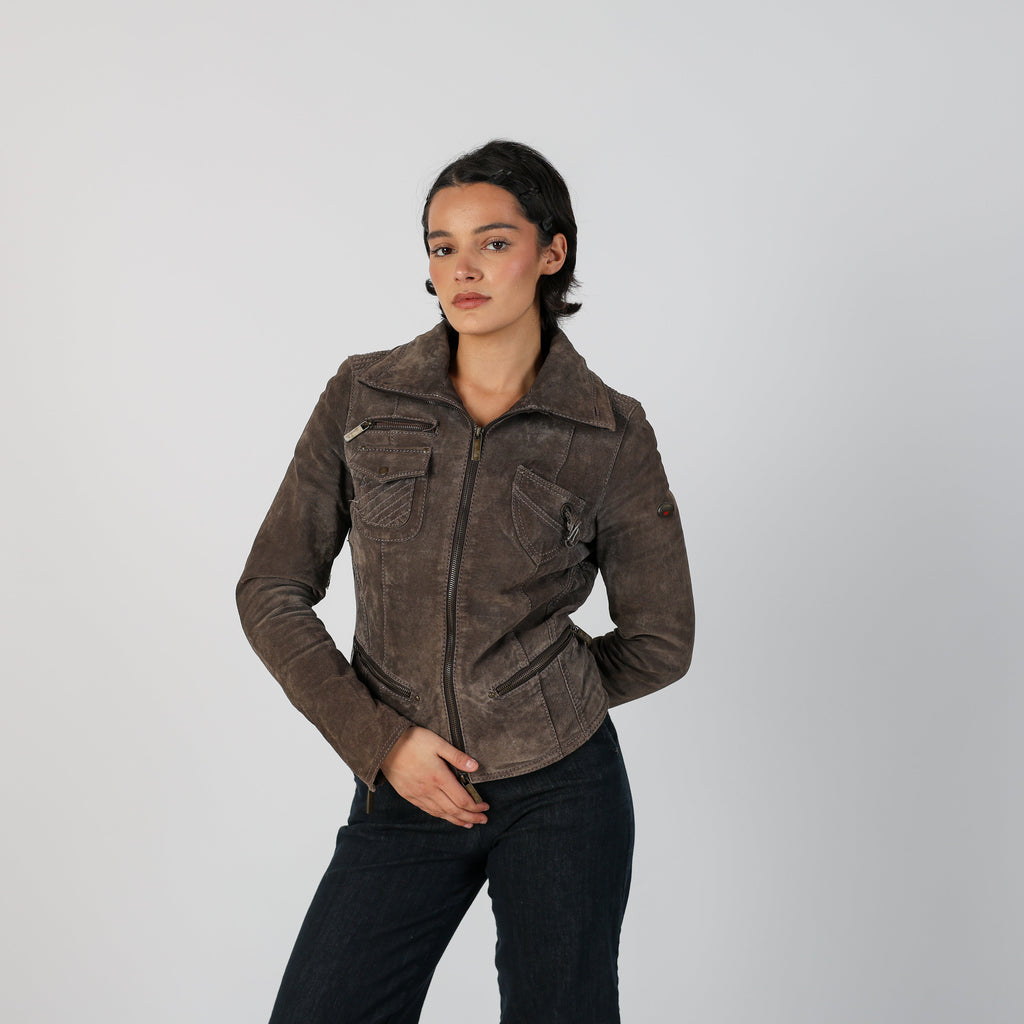 Brown Y2K Suede Jacket (S)