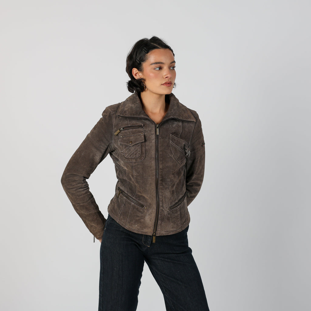 Brown Y2K Suede Jacket (S)
