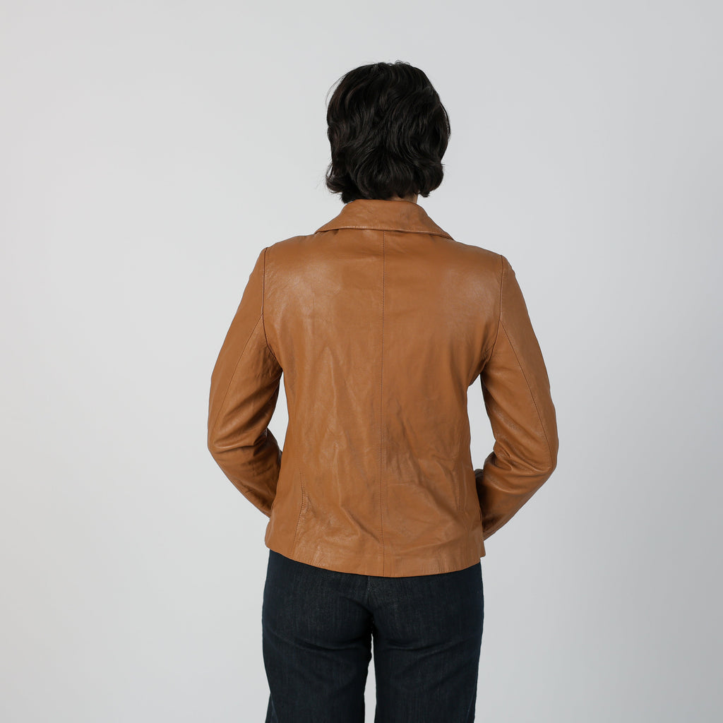 Tan Y2K Leather Jacket (S)