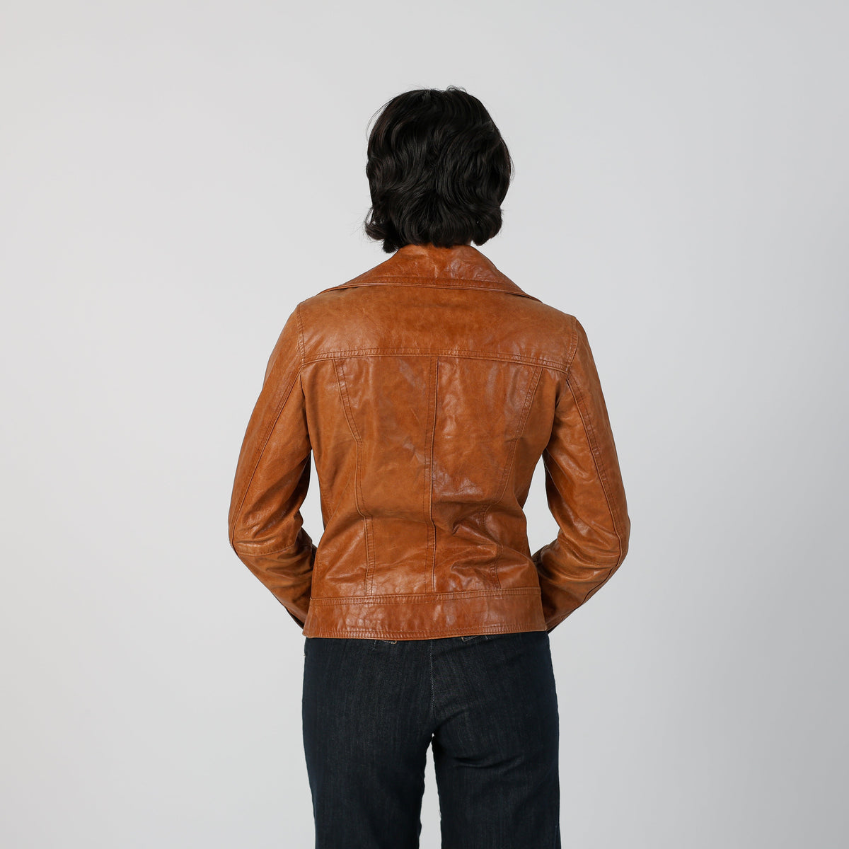 Tan Y2K Made in Italy Leather Jacket (S)