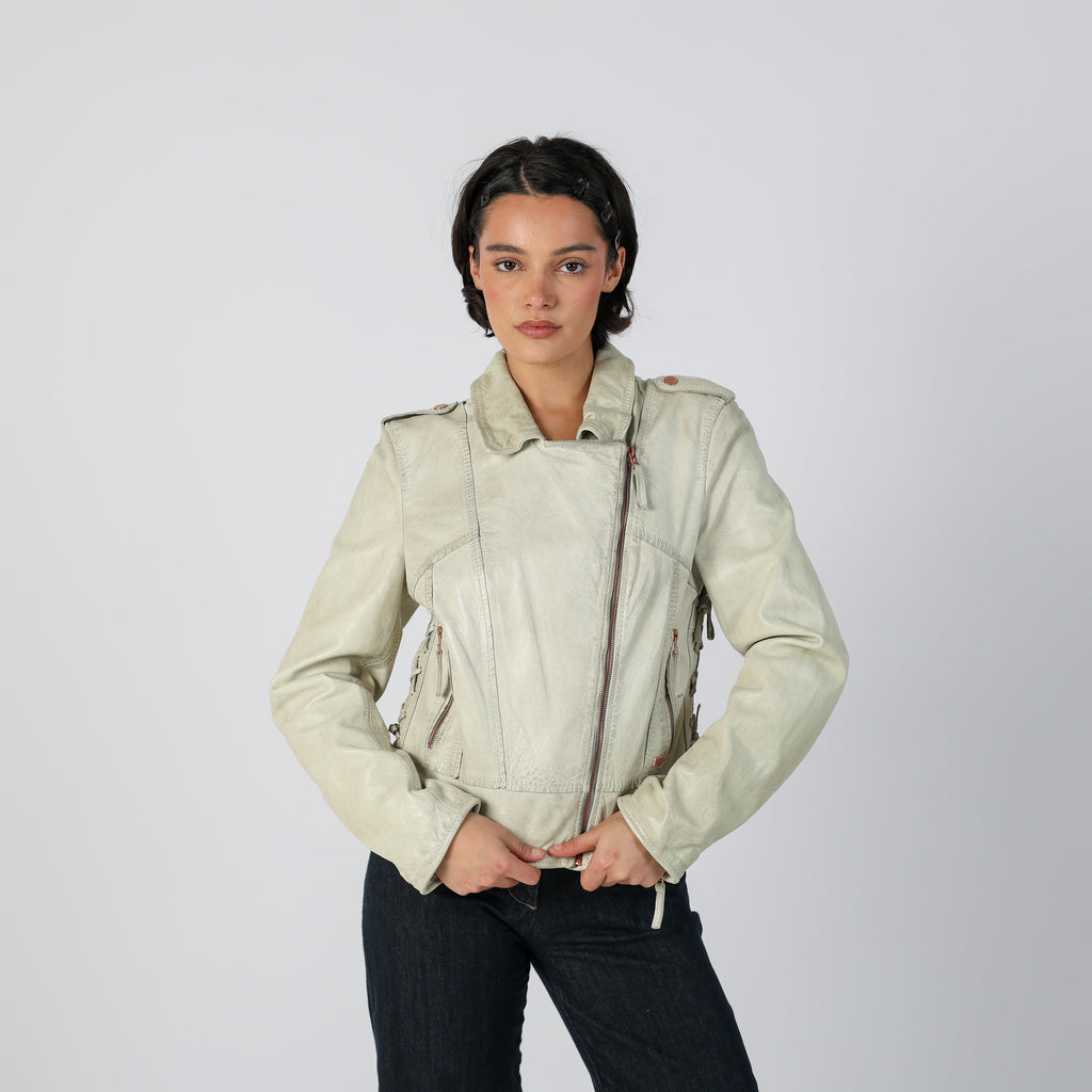 Cream Y2K Leather Jacket (S)