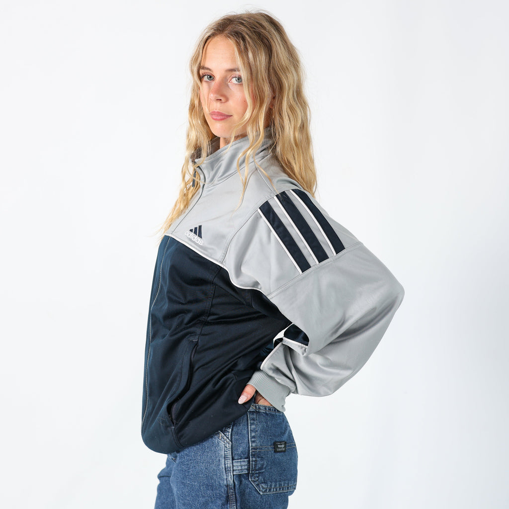 Navy Blue Y2K Adidas Track Jacket (L)