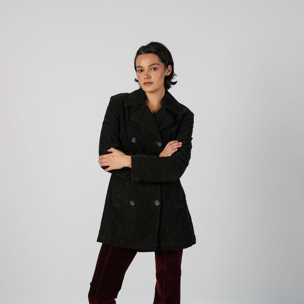 Brown Y2K Sisley Cord Jacket (S)