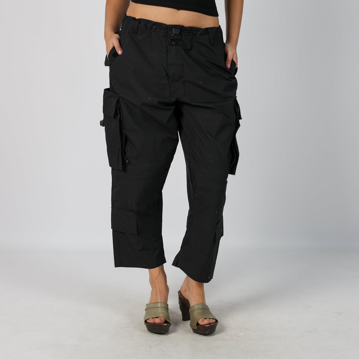 Black Y2K Baggy Tech Pants (M)