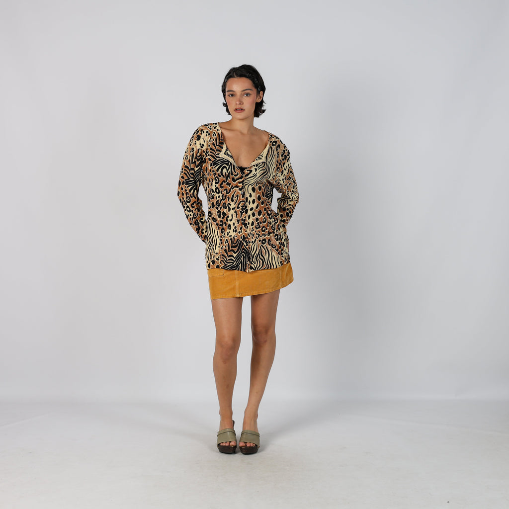 Mustard Yellow Y2K American Eagle Woven Mini Skirt (S)