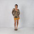 Mustard Yellow Y2K American Eagle Woven Mini Skirt (S)