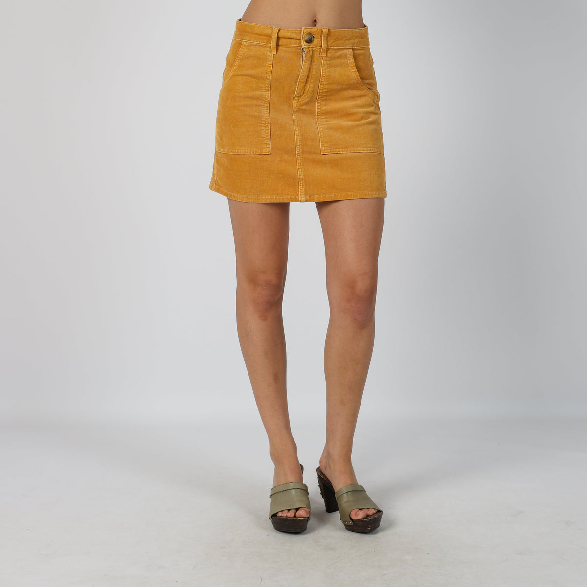 Mustard Yellow Y2K American Eagle Woven Mini Skirt (S)