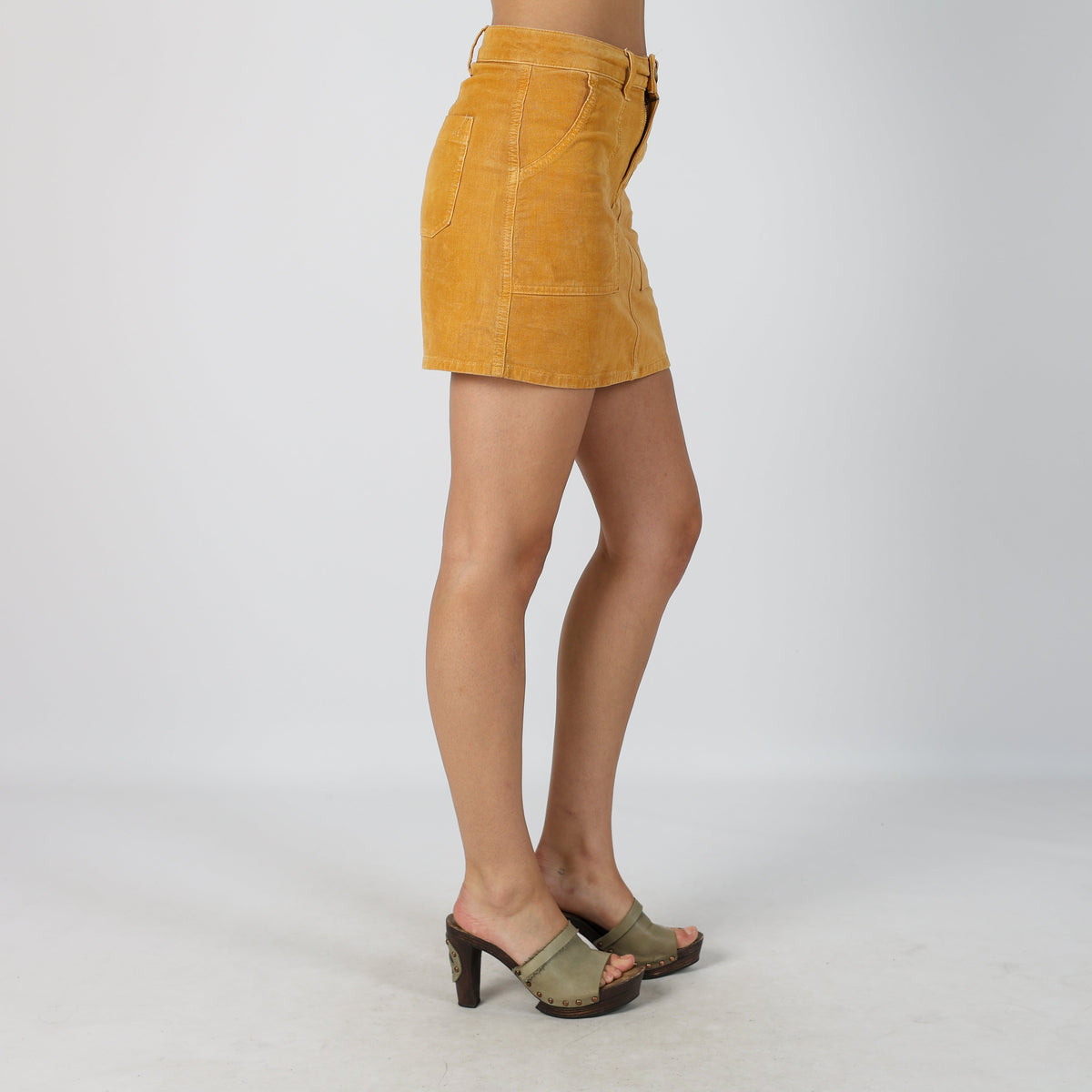 Mustard Yellow Y2K American Eagle Woven Mini Skirt (S)