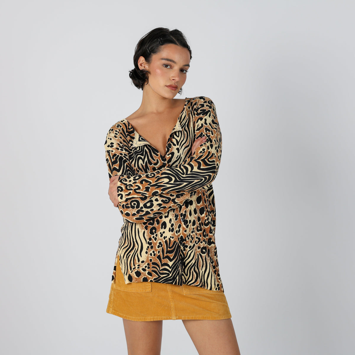 Yellow Y2K Lady Mei Long Sleeve Top (L)