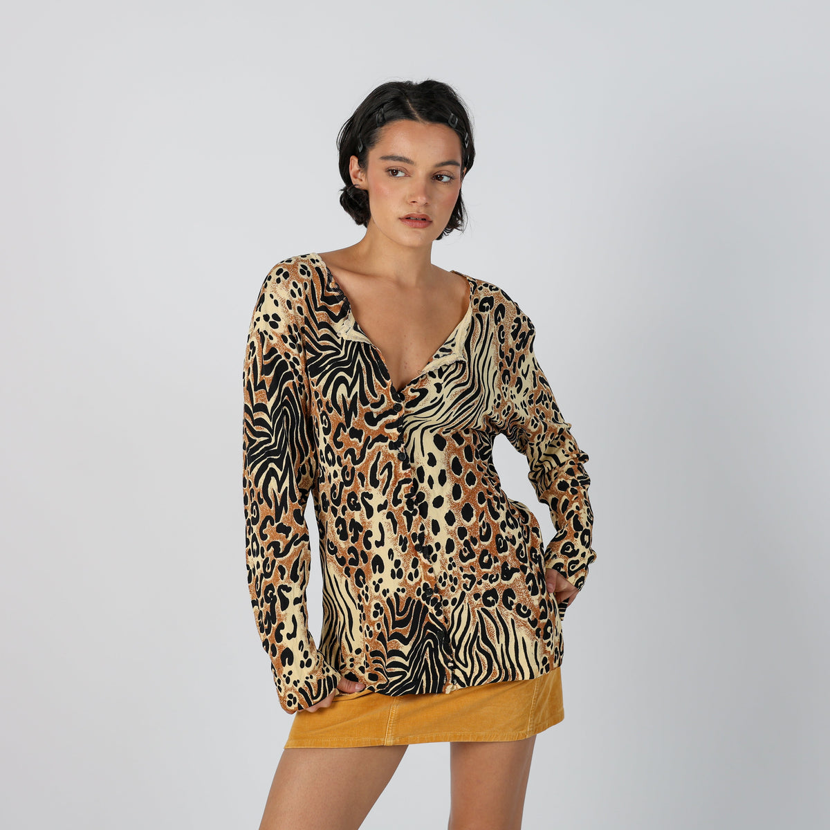 Yellow Y2K Lady Mei Long Sleeve Top (L)
