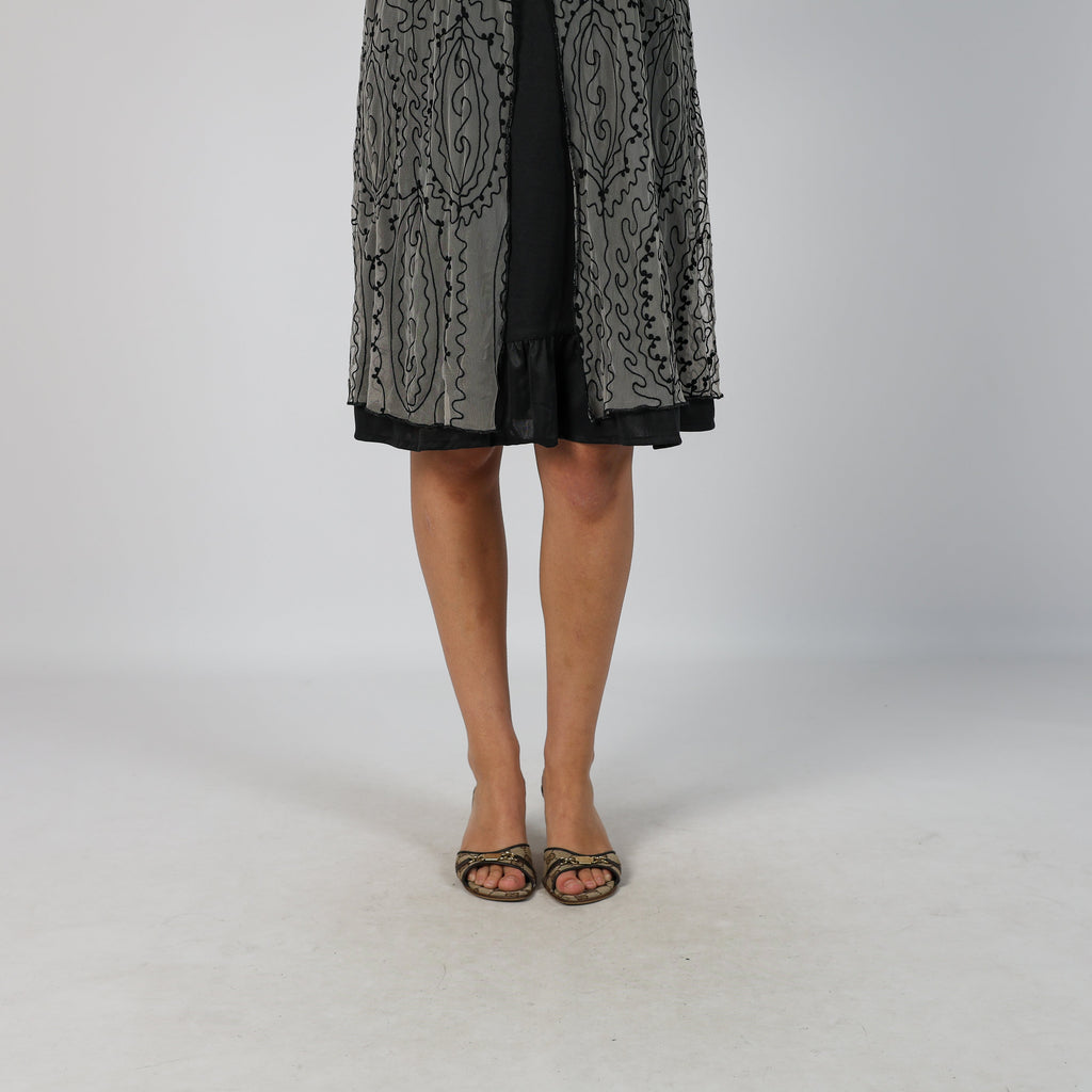 Black Y2K Woven Midi Dress (L)