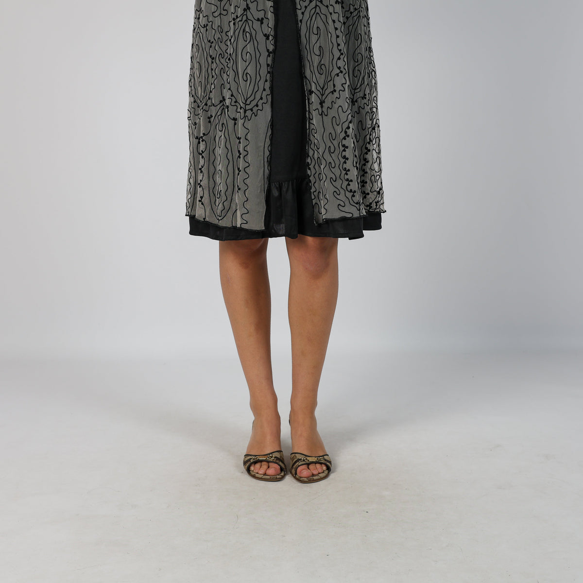 Black Y2K Woven Midi Dress (L)