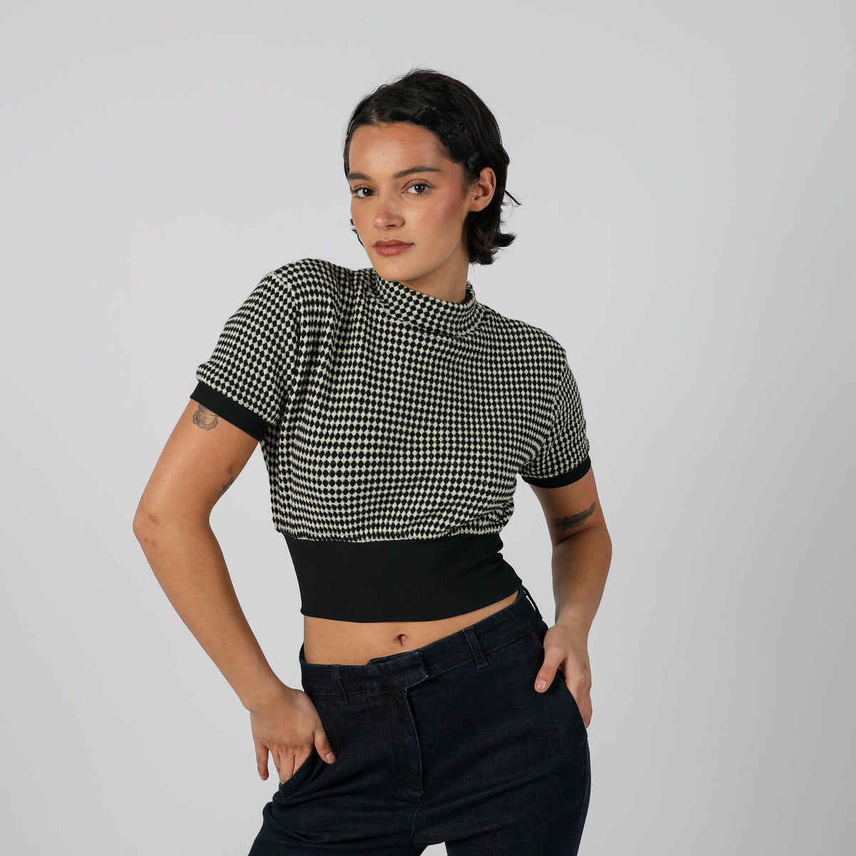 Black Y2K Woven Top (S)