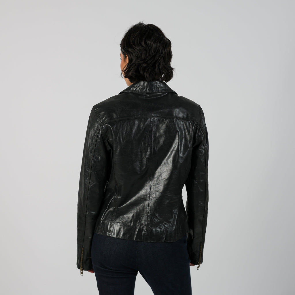 Black Y2K Leather Jacket (M)