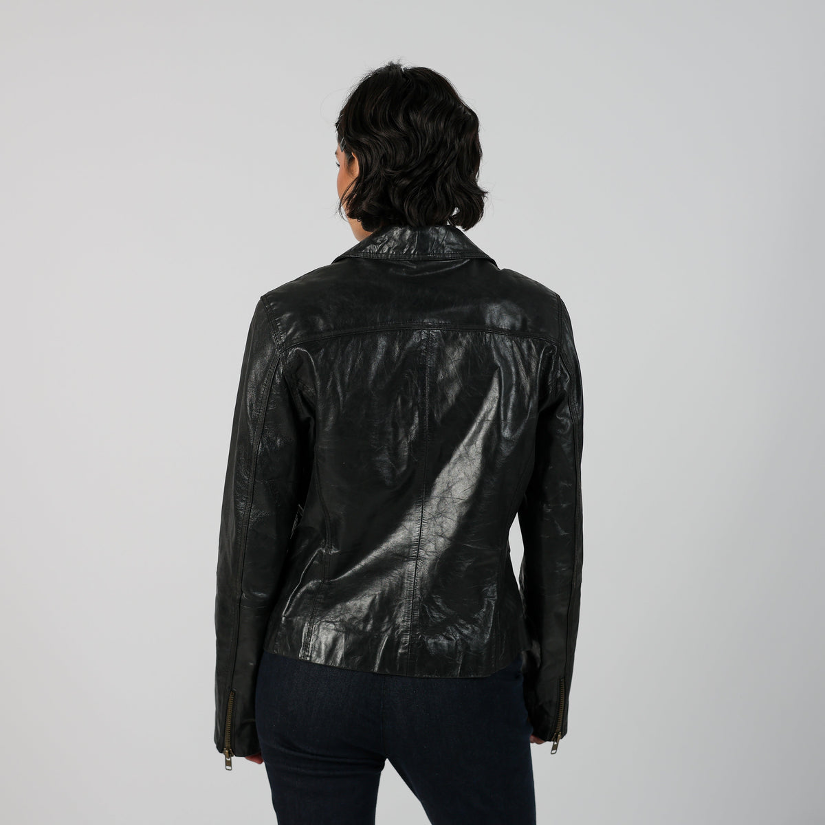 Black Y2K Leather Jacket (M)