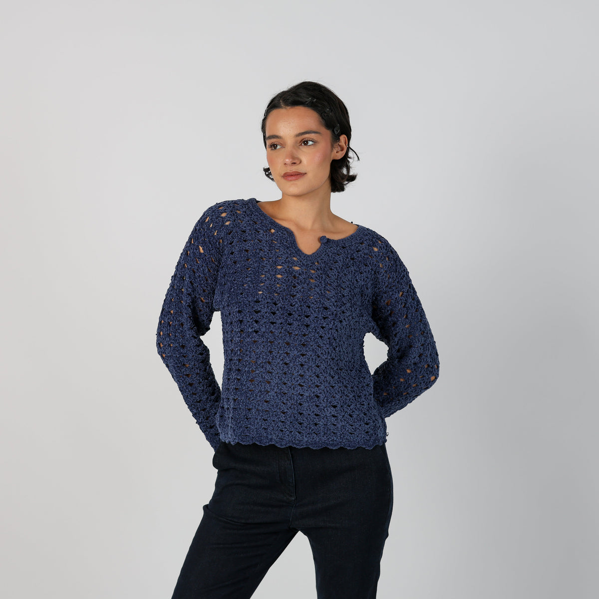 Blue Y2K Evidence Knitted Jumper (M)