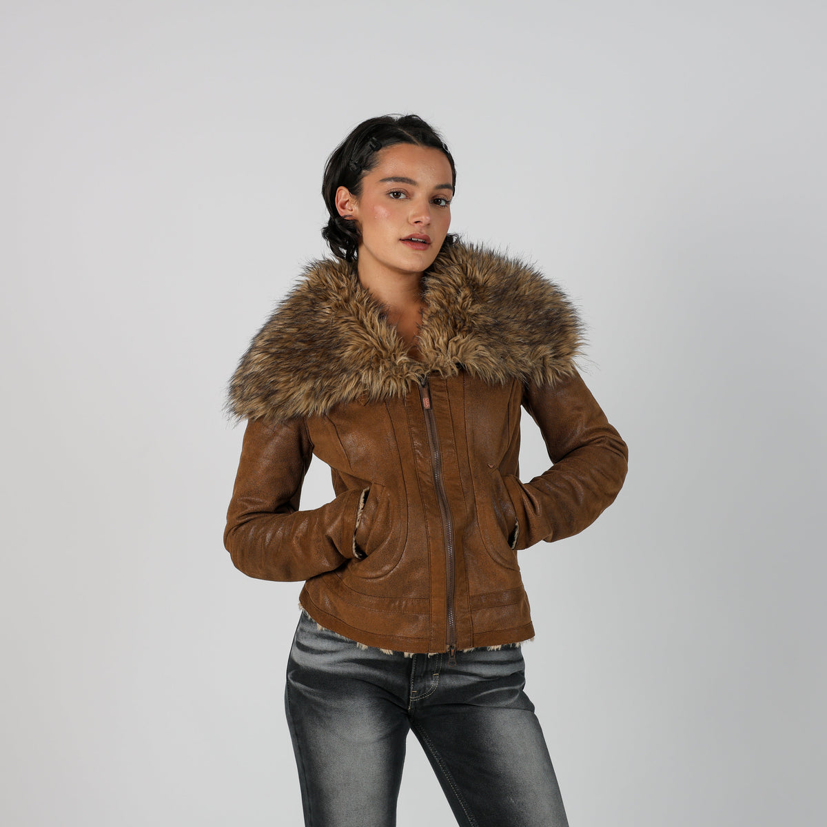 Brown Y2K Armani Jeans Suede Jacket (S)