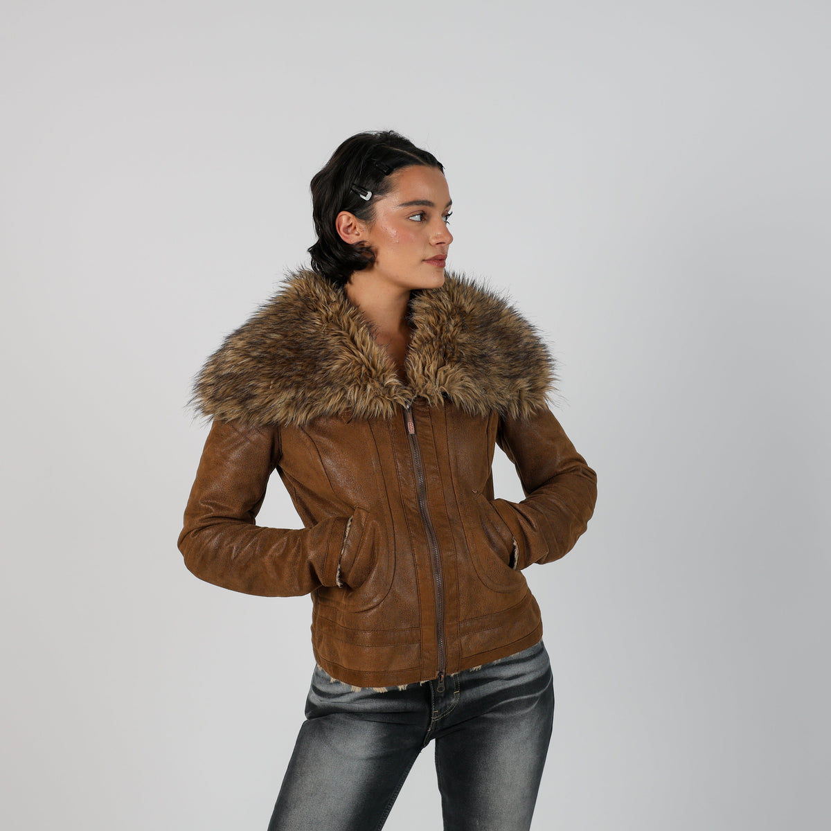 Brown Y2K Armani Jeans Suede Jacket (S)