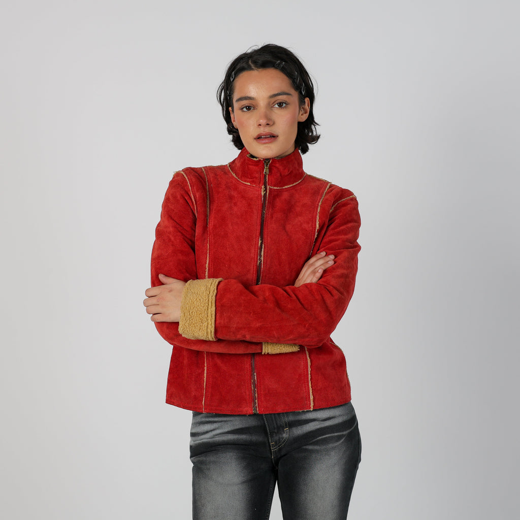 Red Y2K Suede Jacket (S)