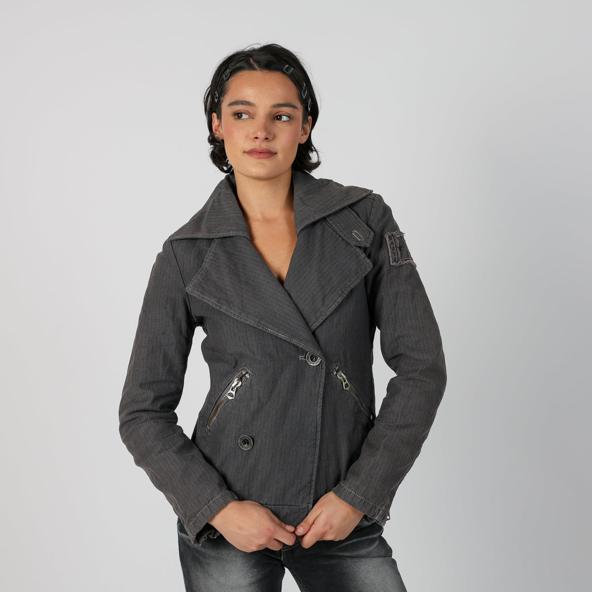 Grey Y2K Diesel Woven Jacket (XS)