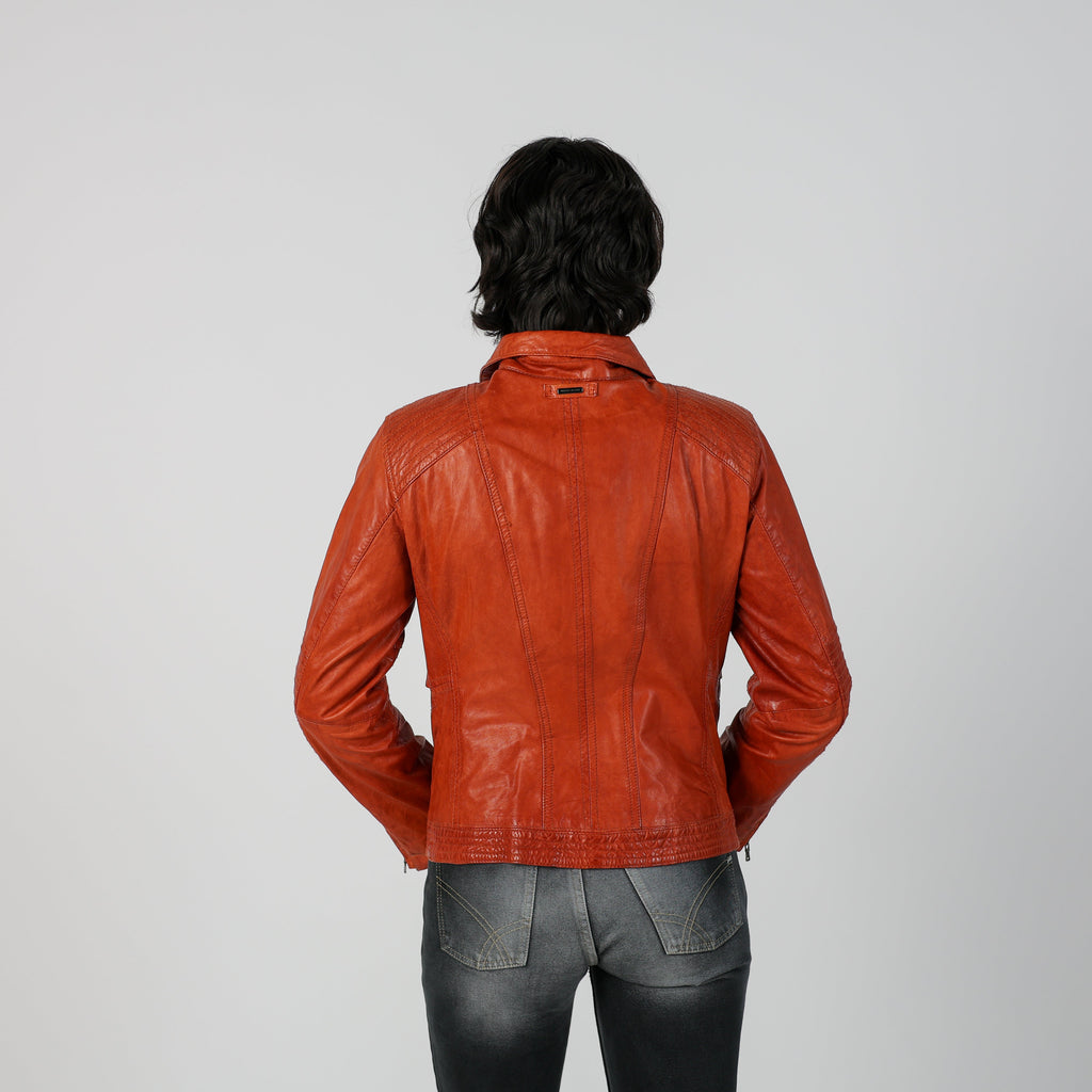 Orange Y2K Milestone Leather Jacket (S)