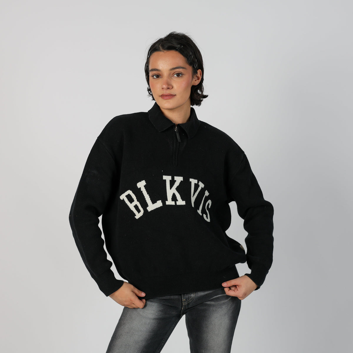 Black Y2K Knitted Jumper (XL)