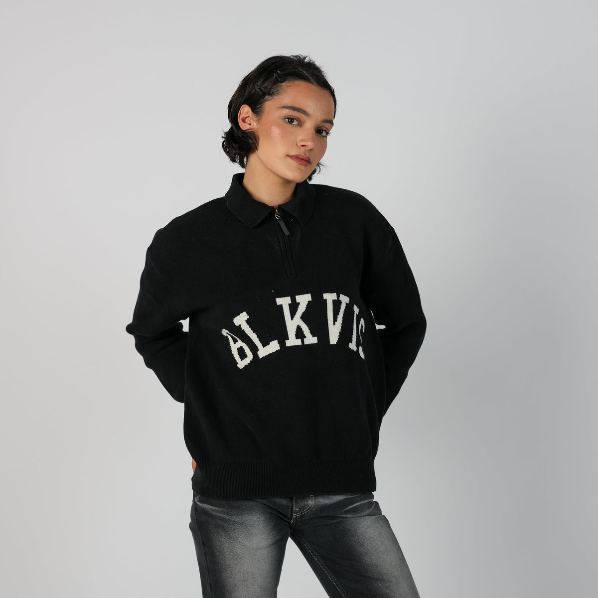 Black Y2K Knitted Jumper (XL)