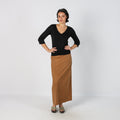 Tan Y2K Made in Italy Woven Maxi Skirt (XS)