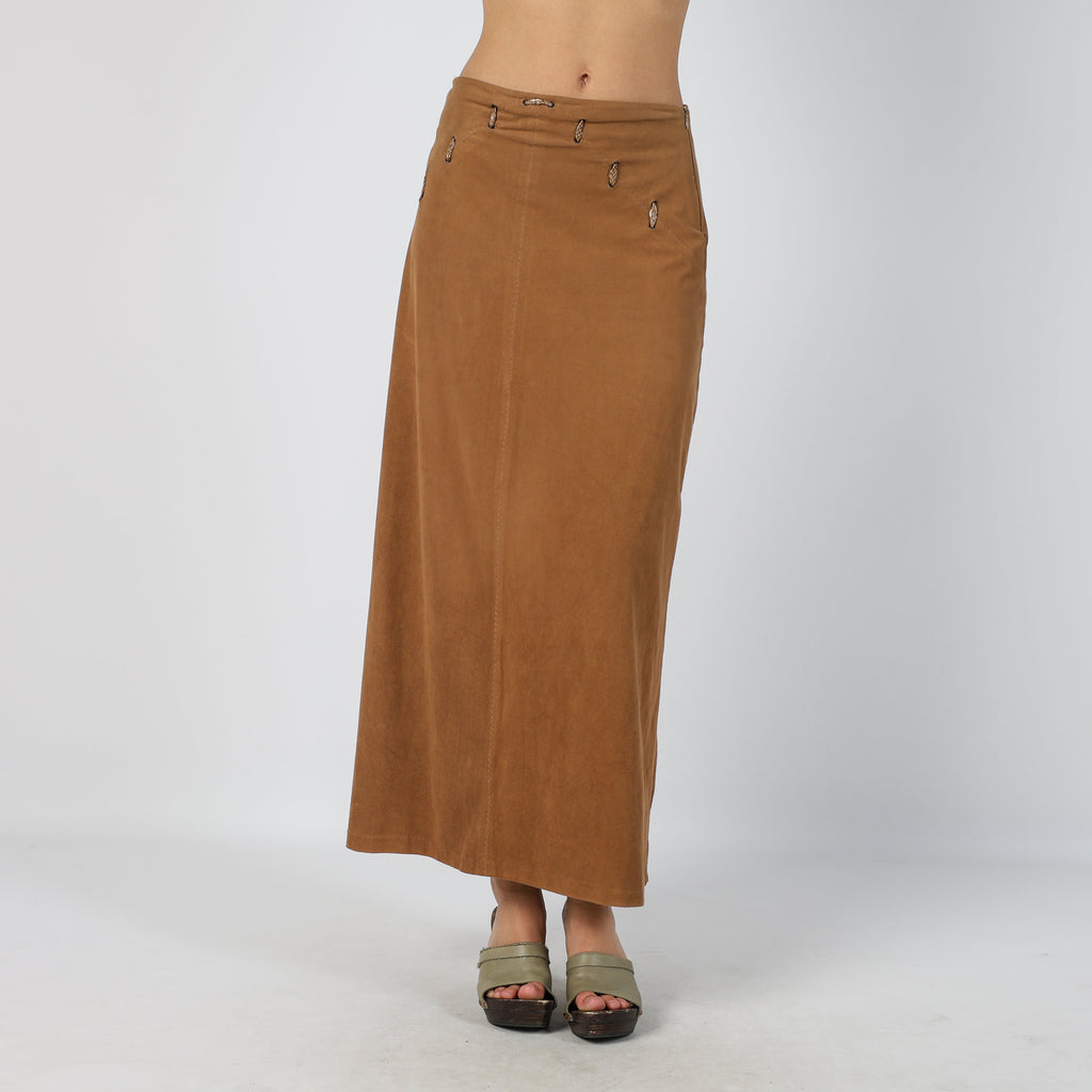 Tan Y2K Made in Italy Woven Maxi Skirt (XS)