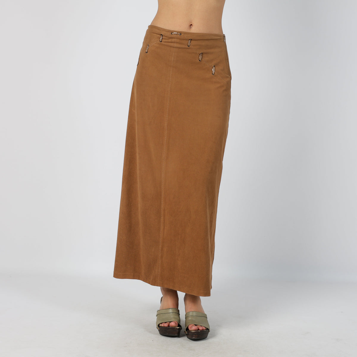Tan Y2K Made in Italy Woven Maxi Skirt (XS)