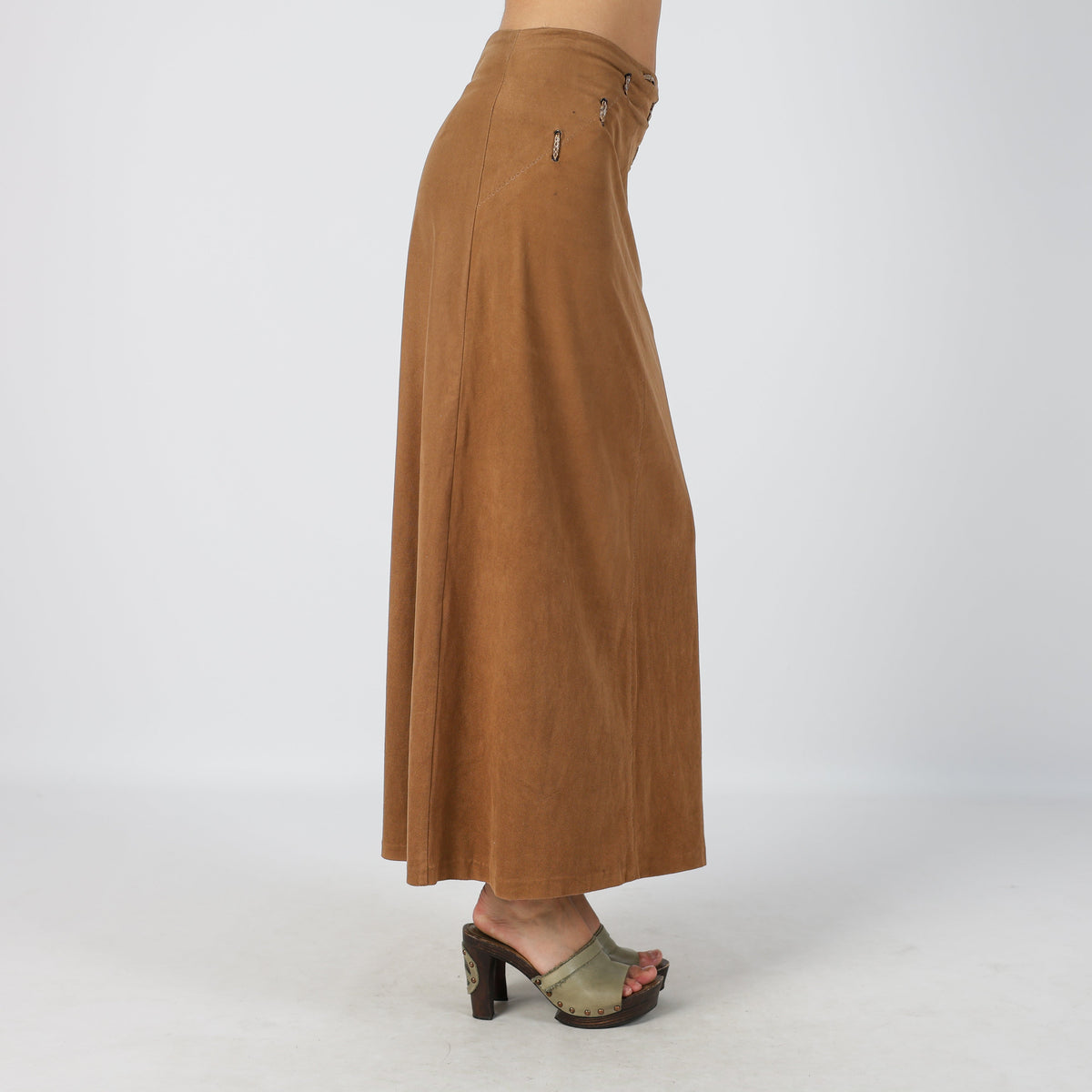 Tan Y2K Made in Italy Woven Maxi Skirt (XS)