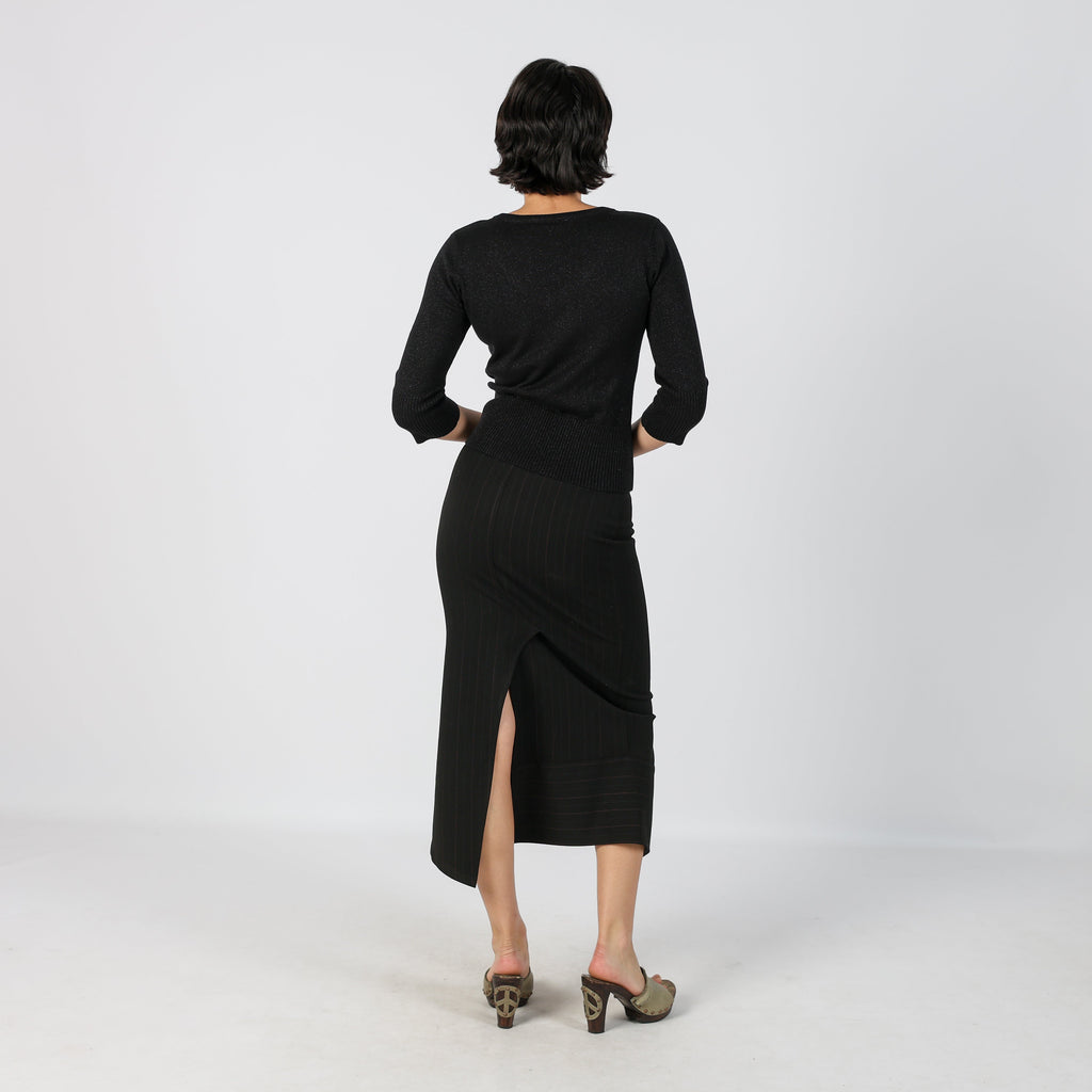 Black Y2K Woven Midi Skirt (XS)