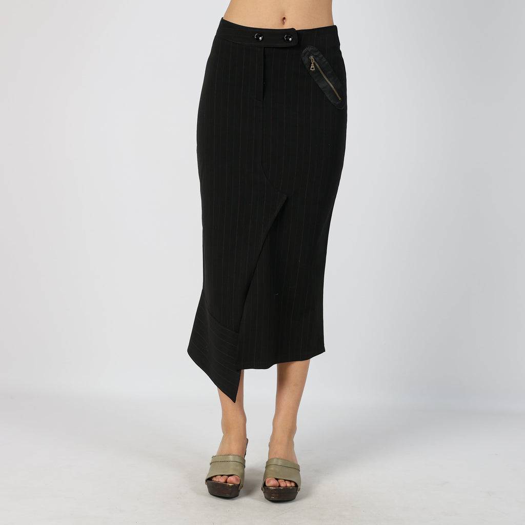 Black Y2K Woven Midi Skirt (XS)