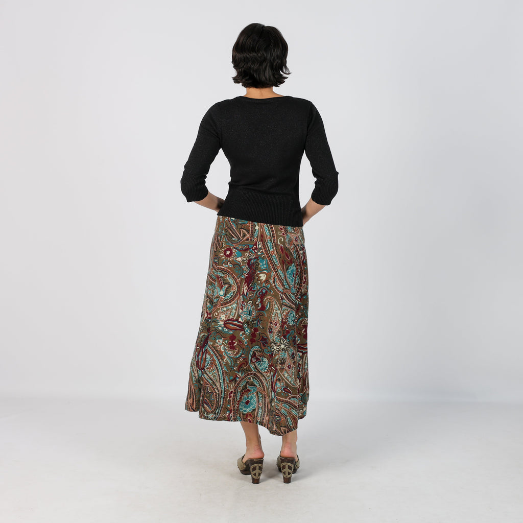 Khaki Green Y2K Woven Maxi Skirt (S)