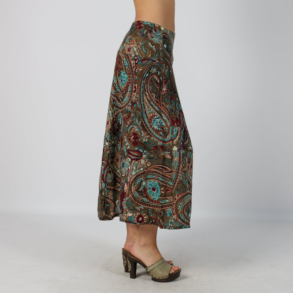 Khaki Green Y2K Woven Maxi Skirt (S)