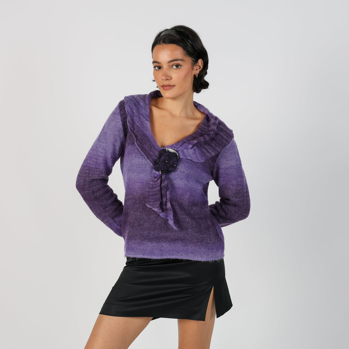 Purple Y2K Vanity Knitted Top (S)