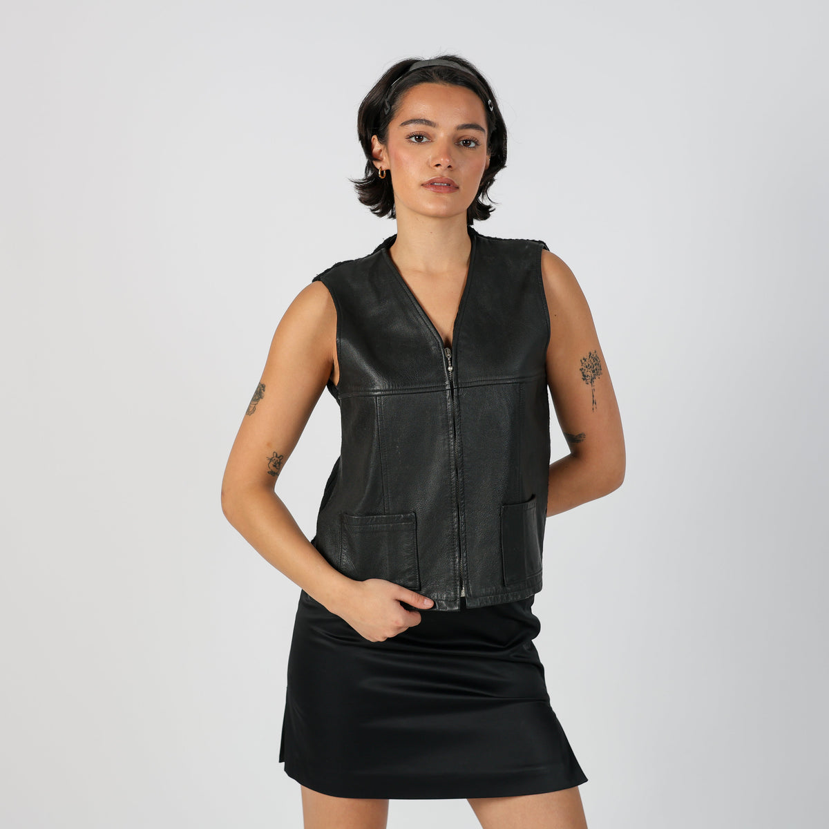 Black Y2K Alpha Leather Jacket (S)